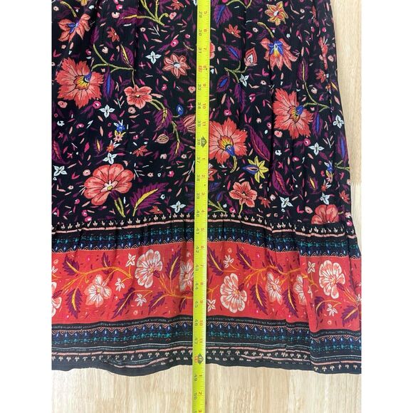 Old Navy Women's Size M Black Red Midi Fit & Flare Dress Floral Smocked-Waist - Picture 10 of 10